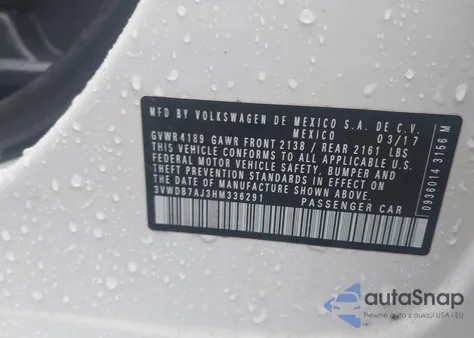 2017 Volkswagen Jetta 1.4T Se из США, поврежденный, VIN 3VWDB7AJ3HM336291